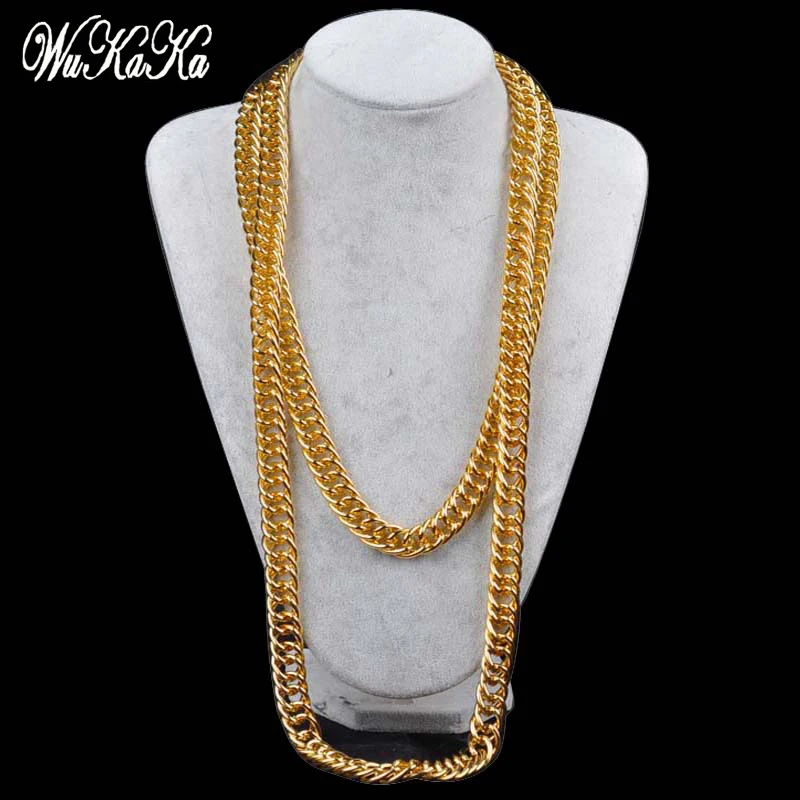 

Wukaka Hip-hop Exaggerated Plastic Necklace Big Gold Chain Imitation Gold necklace props men's necklaces Men Jewelry
