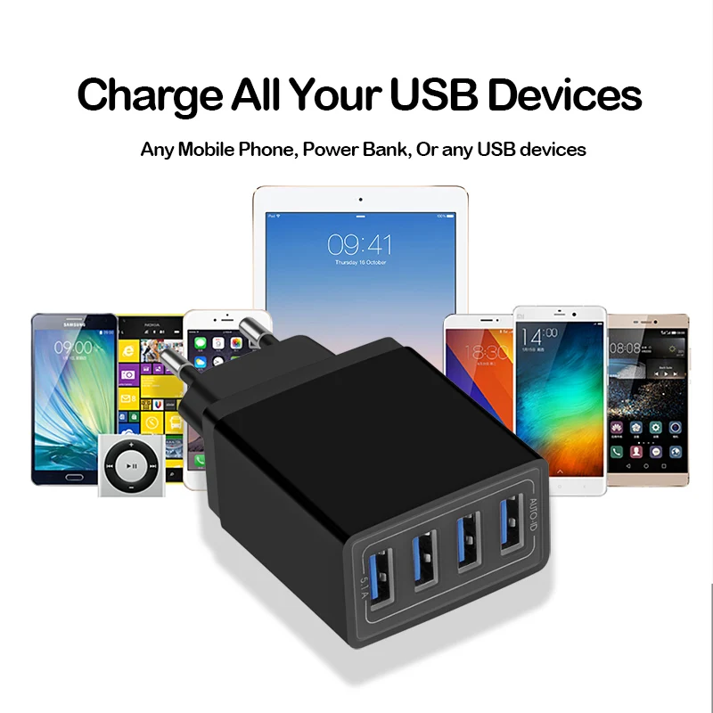 Зарядное устройство CinkeyPro с 4 портами USB 5 В/3 1 А быстрая зарядка для XiaoMi iPhone Samsung