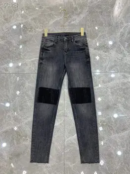 

2020 Fashion Spring Slim Jeans For Women Skinny High Waist Denim Pencil Pants Stretch Patchwork Diamonds Hot Sale Popular Jeans
