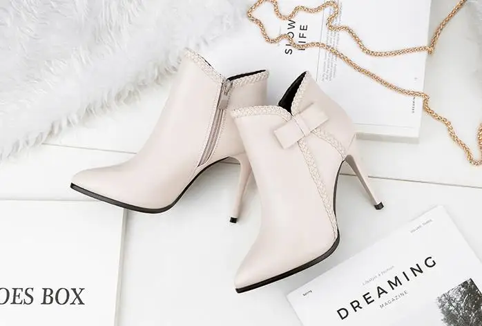 Новинка Осень зима 2019 остроносые ботинки Martin на высоком каблуке сексуальные