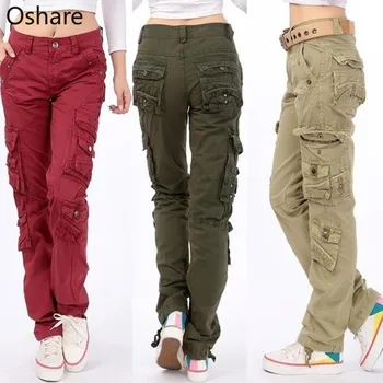 

New Women's cotton Cargo Pants Leisure Trousers more Pocket pants Causal pants