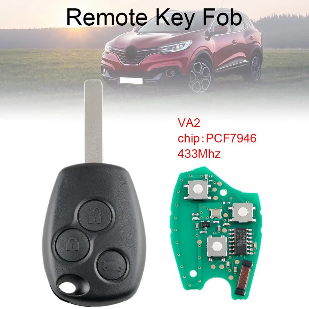 Clé Vierge VA2 électronique PCF7946 Pour Renault Clio 3, Twingo, Kangoo - Compatible, à Programmer