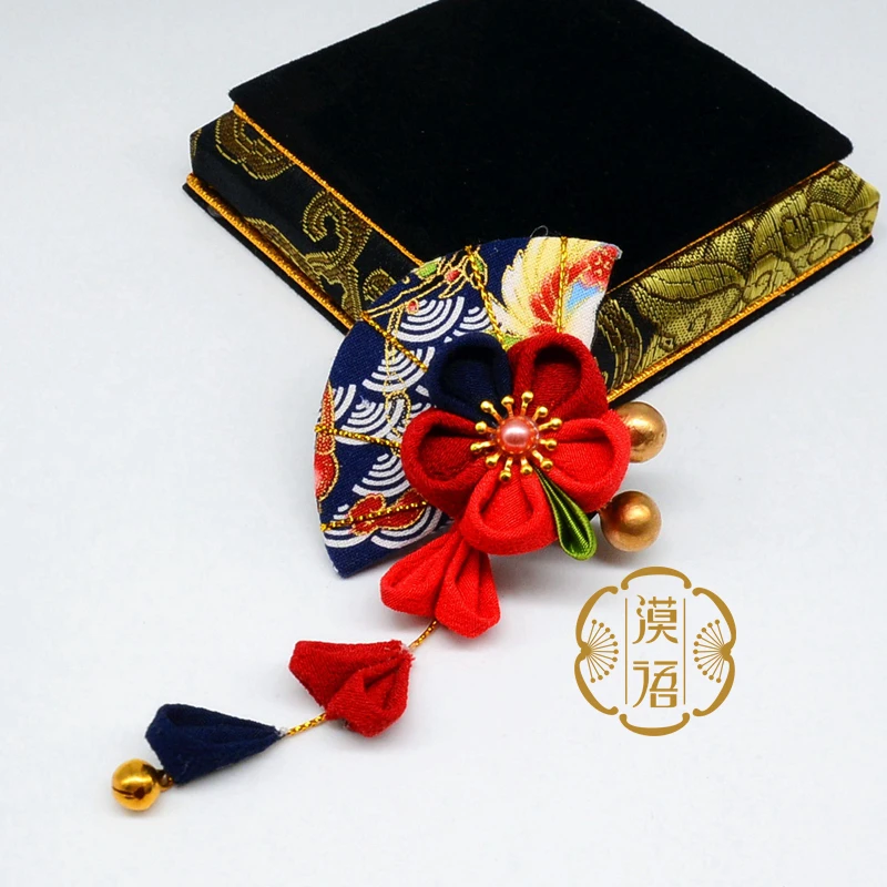 Заколка для волос с цветочным веером tsuami zaiku кисточки кимоно Yukata Hanfu ручная работа