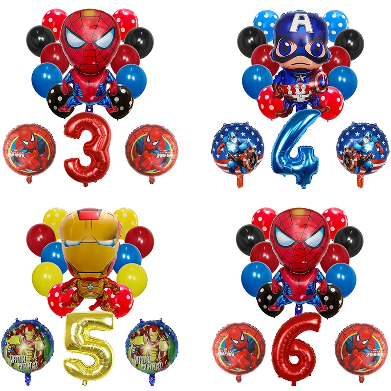 Round Balloon Latex-Ball Shower-Number Spiderman Party-Decor Balloon-Happy-Birthday 14pcs