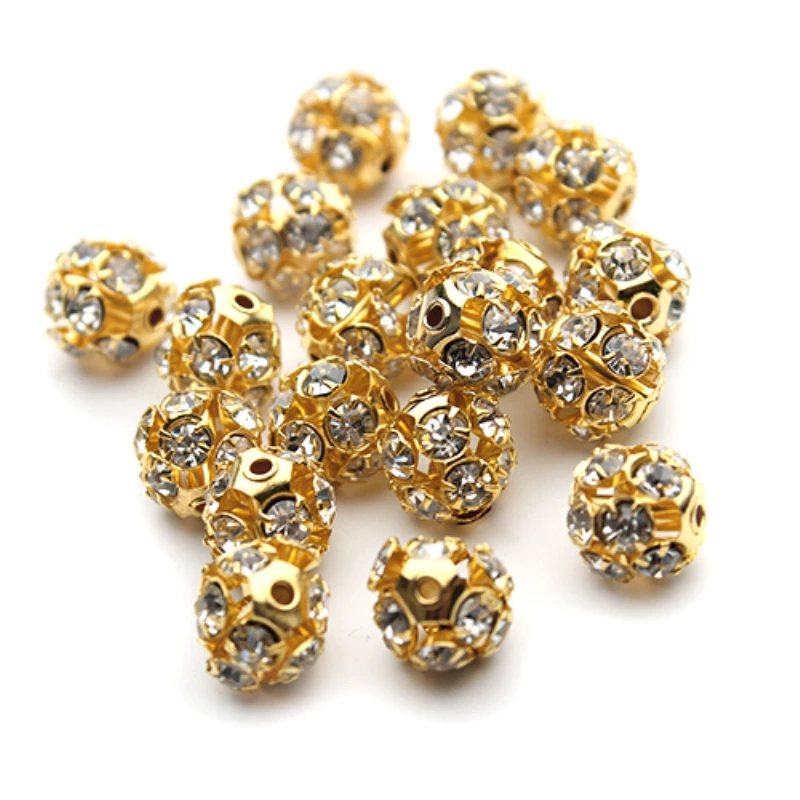 30pcs Round Rhinestone Disco Ball Crystal Beads Pave Loose Spacer Bead