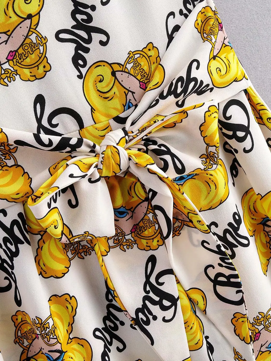New women fashion o neck sleeveless cartoon pattern print siamese lady bow tied sashes wide leg conjoined pants jumpsuits LS6290