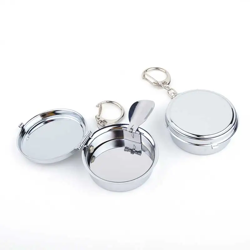 small cool fancy funny unique novelty stainless steel metal smoking weed herb cigarette keychain ashtray pocket portable