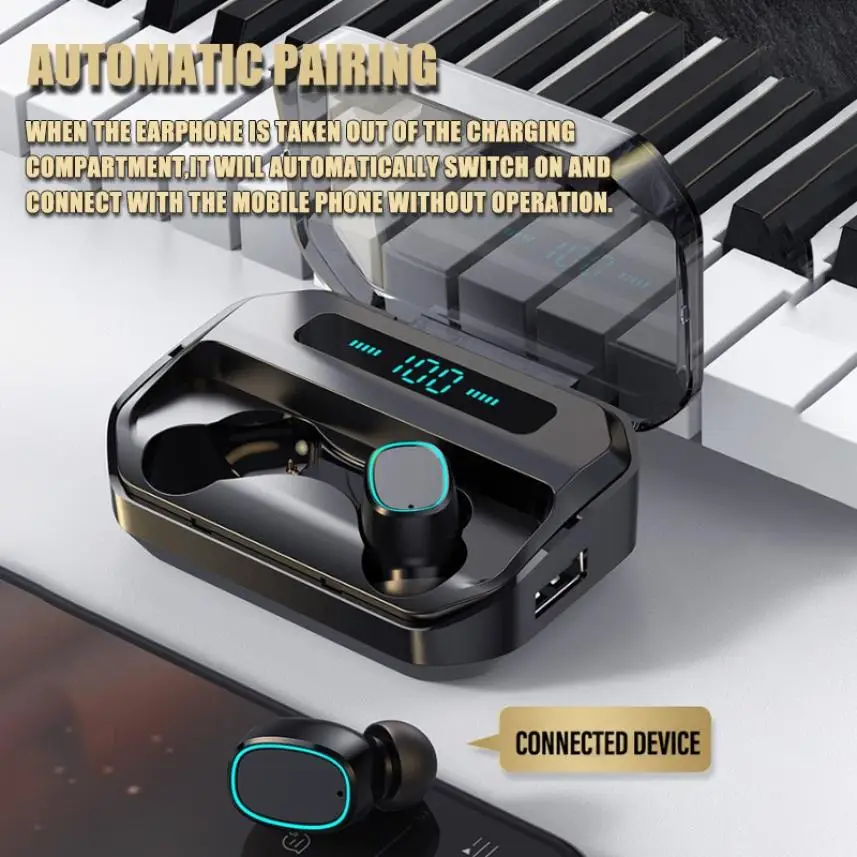 M8 TWS 5 0 Bluetooth Earphones Wireless in Ear Earbuds Mini Active Noice Cancelling Headset Stereo Sport Earpiece For iphone