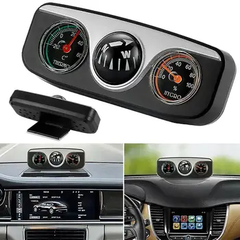 

11.2cm 3 in 1 Car Vehicle Dashboard Thermometer Hygrometer Compass Navigation Ball Navigation Compass Camping Hiking