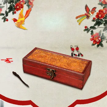 

1pc Wood Container Unique Traditional Chic Jewelry Storage Box Packaging Box Storage Container for Apartment Bedroom Home