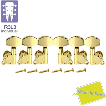 

Set of 3L3R Guitar Machine Heads Tuning Pegs Keys Tuners Gold Gear Ratio 15:1 Large Button for Acoustic Electric ,Made in Korea