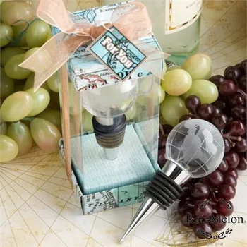 

Crystal Earth Globe Design Wine Bottle Stopper Wedding Favor