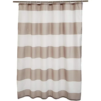 

HOT SALE Waterproof Shower Curtain Bathroom Blocking Curtain Shower Curtain With Hooks - 72 x 72 Inch, Grey Stripe