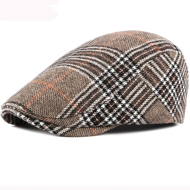Wool Beret Vintage Plaid Ivy Newsboy Flat Cap Retro Beret Hat