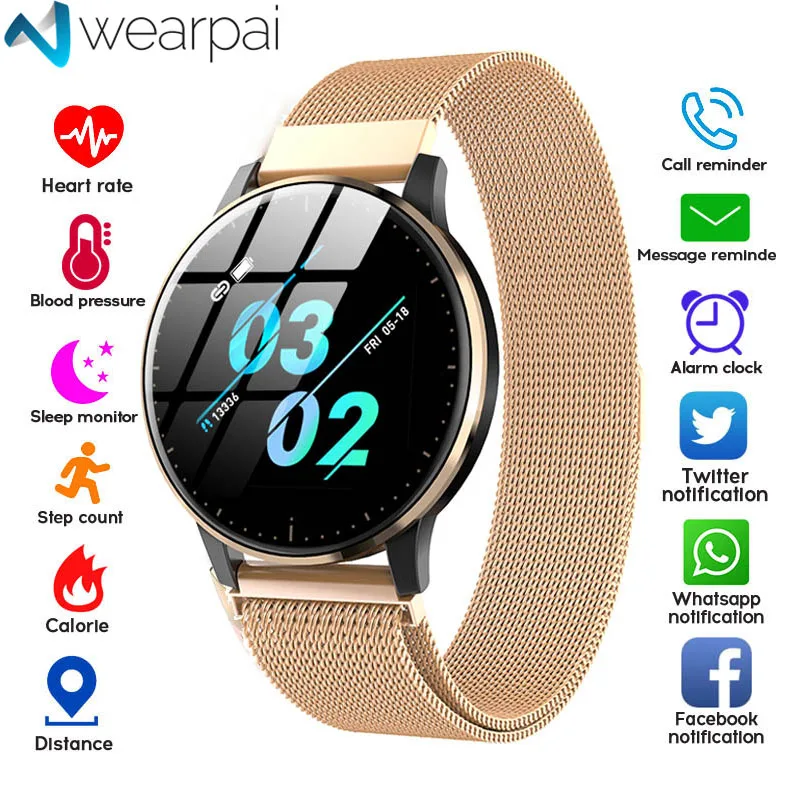 Wearpai Q20 Модные мужские фитнес-часы с трекером Повседневная стальная полоса IP67