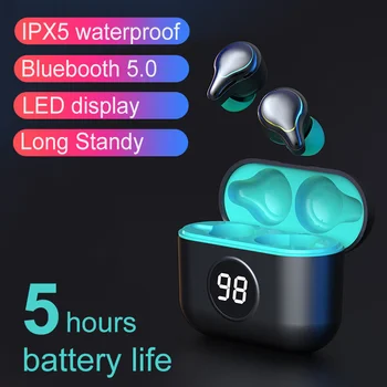 

Bluetooth Wireless In-Ear Headset 5.0 LED Display SE16S TWS Sweatproof Earphone with Microphone Wireless Bluetooth Easily Wearin