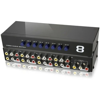 

8 In 1 Signal Switcher Metal Professional Amplifier Splitter Stable AV Switch Box Accessory Easy Apply Distributor Video Audio