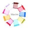 50pcs/lot (4 Size) Organza Gift Bag Jewelry Packaging Bag Wedding Party Goodie Packing Favors Cake Pouches Drawable Bags Present ► Photo 1/6