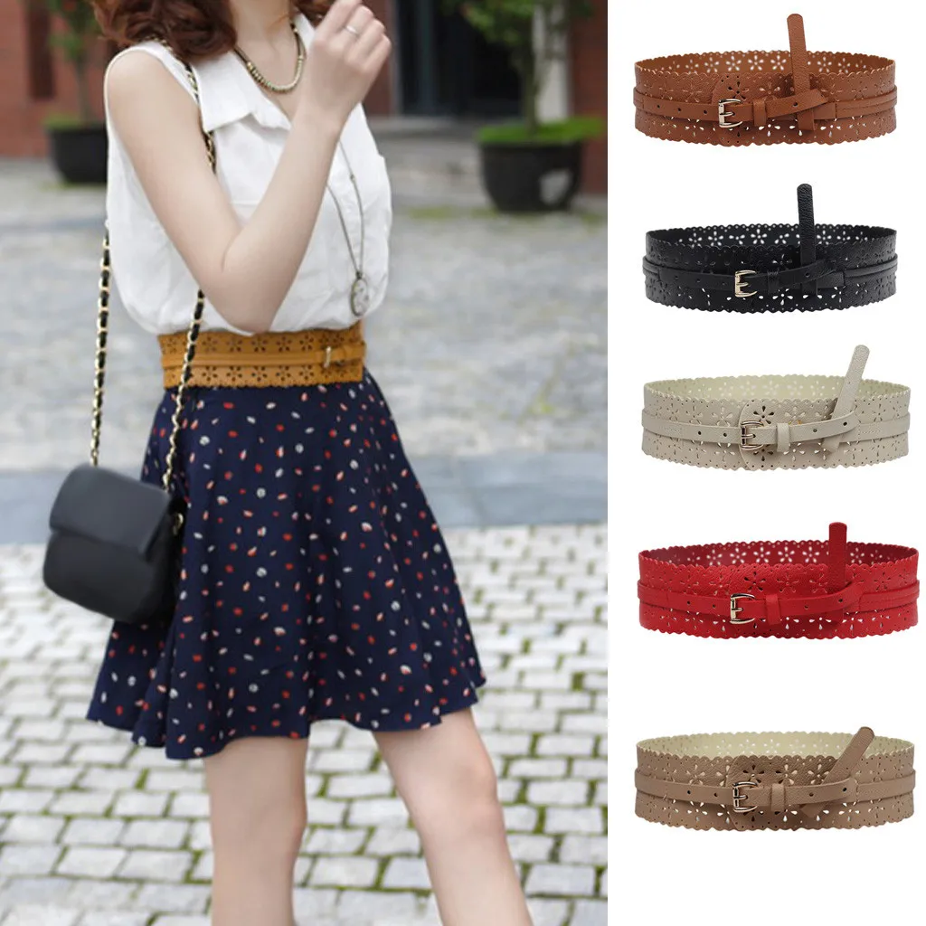 

Fashion Women Boho Lady Vintage Leather Hollow Out Waistband Accessories