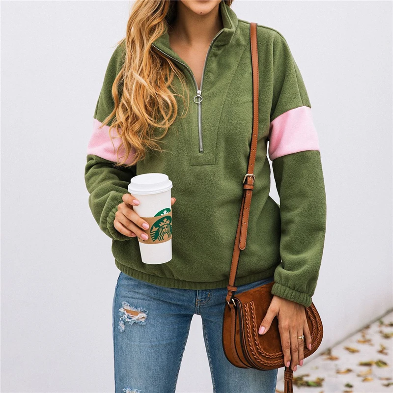 

Women Fleece Hoodies Long Sleeve Hooded Pullover Sweatshirt Autumn Winter Warm Zipper