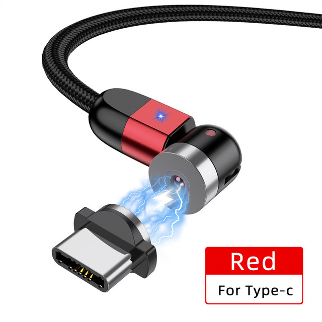 2m LED 540 Rotate Magnetic Cable Micro Type C Phone Cable For iPhone12 Pro XS Max Samsung Xiaomi USB C Cord Wire Cable