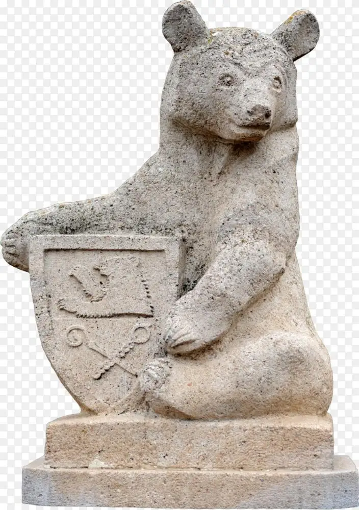 雕像上有古典雕塑雕刻小熊