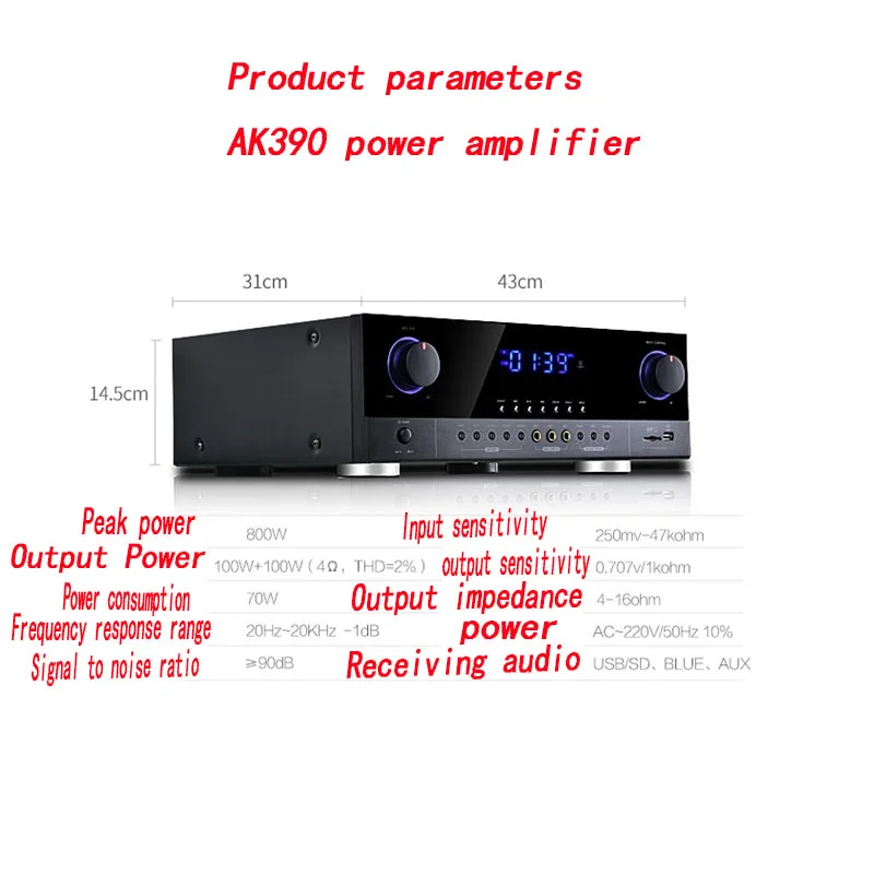 KYYSLB 800 Вт 220 В 2,0 высокая мощность 4,0 Bluetooth усилитель G5-AK390 профессиональный сценический KTV Караоке домашний аудио усилитель с SD USB