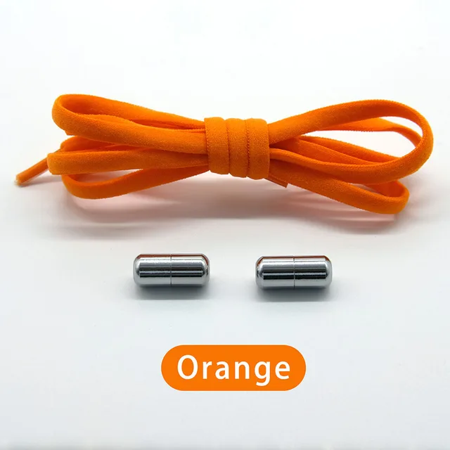 Elastic No Tie Shoelaces Semicircle Shoe Laces For Kids and Adult Shoelace for Sneakers Quick Lazy Metal Lock Laces Shoe Strings Orange