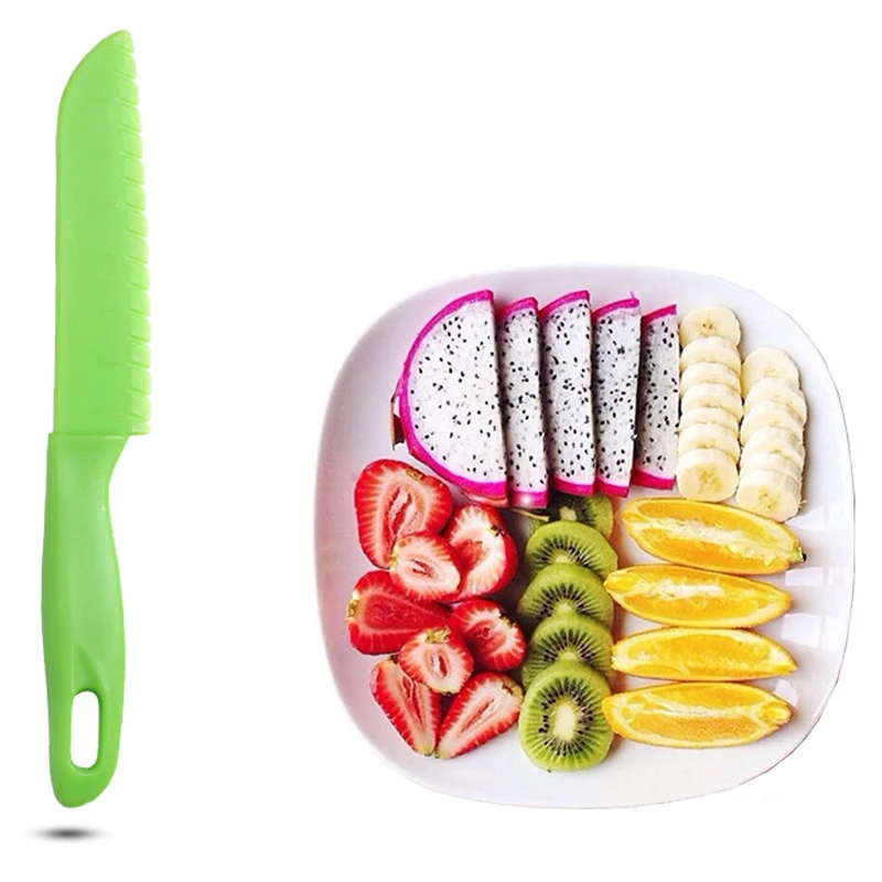 Plastic Fruit Knife Safe for Bread Lettuce Kitchen Knife Kids Chef Toddler Cooking Knive Children Paring Knives Sawtooth Cutter