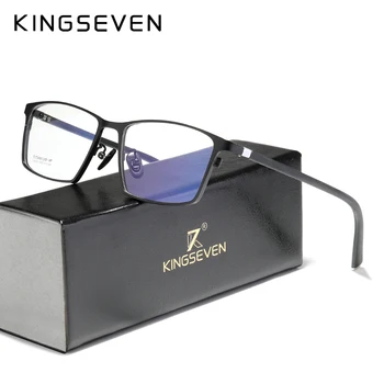 

KINGSEVEN Pure Titanium Glasses Frame Men Square Prescription Eyeglasses Eyewear Vintage Myopia Optical Lenses For Men Women