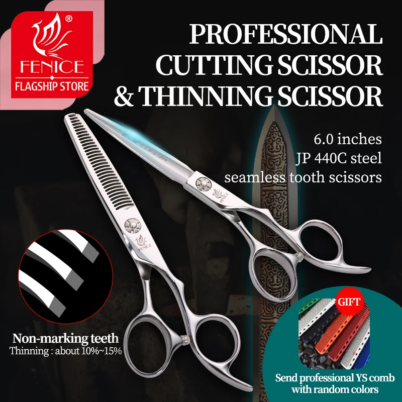 Fenice JP440C 6 inch scissors Hair Professional Barber Cutting&Thinning Scissors Set Hairdressing  Kit Shears Set