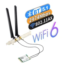 3000Mbps 802.11ax Wi-Fi 6 Desktop Kit Intel AX200 AX210 Wifi Antenna Bluetooth 5.1 Card 2.4G/5Ghz MU-MIMO AX210NGW Wi-fi Adapter