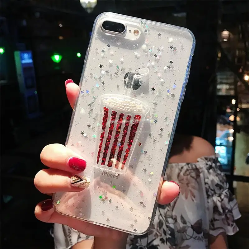 Блестящий Прозрачный чехол для телефона iPhone XS MAX 11 Pro XR X 7 8 6s Plus hello kitty мороженое зыбучие пески задняя крышка - Цвет: B