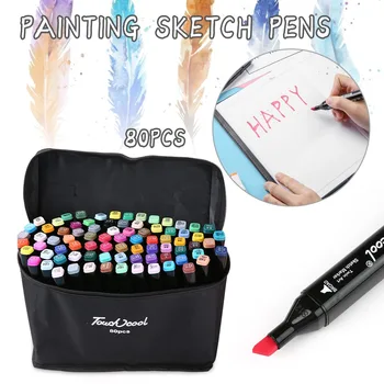 

New Set 80 Colors Colors Dual Tips Alcohol Graphic Sketching Markers Pen for Bookmark Drawing Art Supplies
