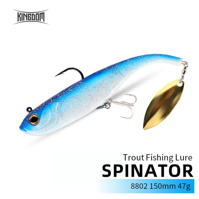 Top Seller KINGDOM SPINATOR Sinking Soft Fishing Lure 200mm 52g Soft Lure  With Spoon&Plastic Tail Trout Fishing Lures Artificate - AliExpress