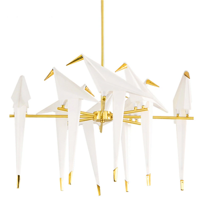 Nordic LED Bird Paper Crane металлические подвесные светильники Кухонное освещение домашний