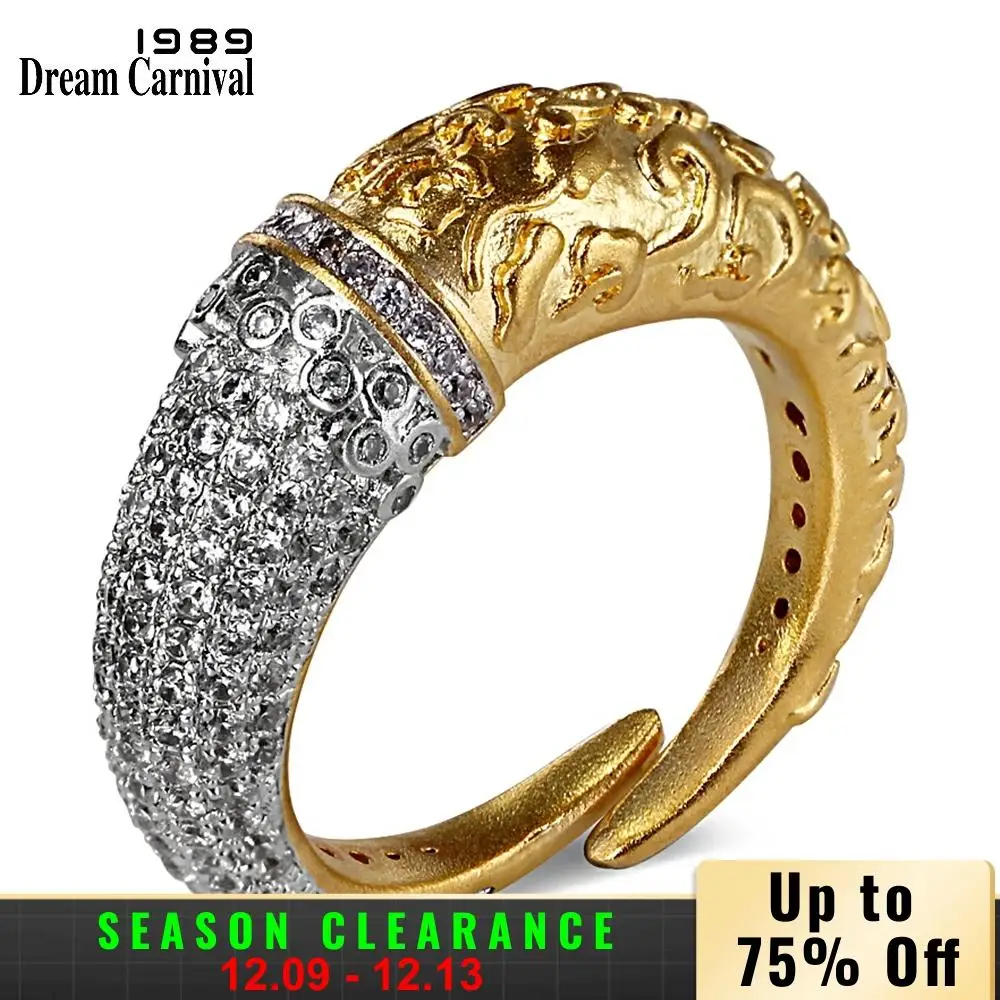 Dreamcarnival1989 резные Дизайн Rhodium Gold-цвет палец Кольца для Для женщин Винтаж Свадебные Обручение Jewelry Open End Рог вид