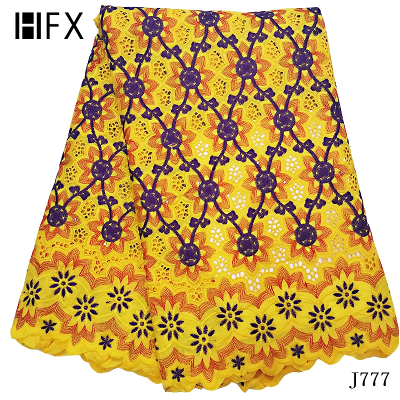 HFX желтая африканская хлопковая кружевная ткань последние швейцарские кружева с камнями для мужчин и женщин вечерние платья J777