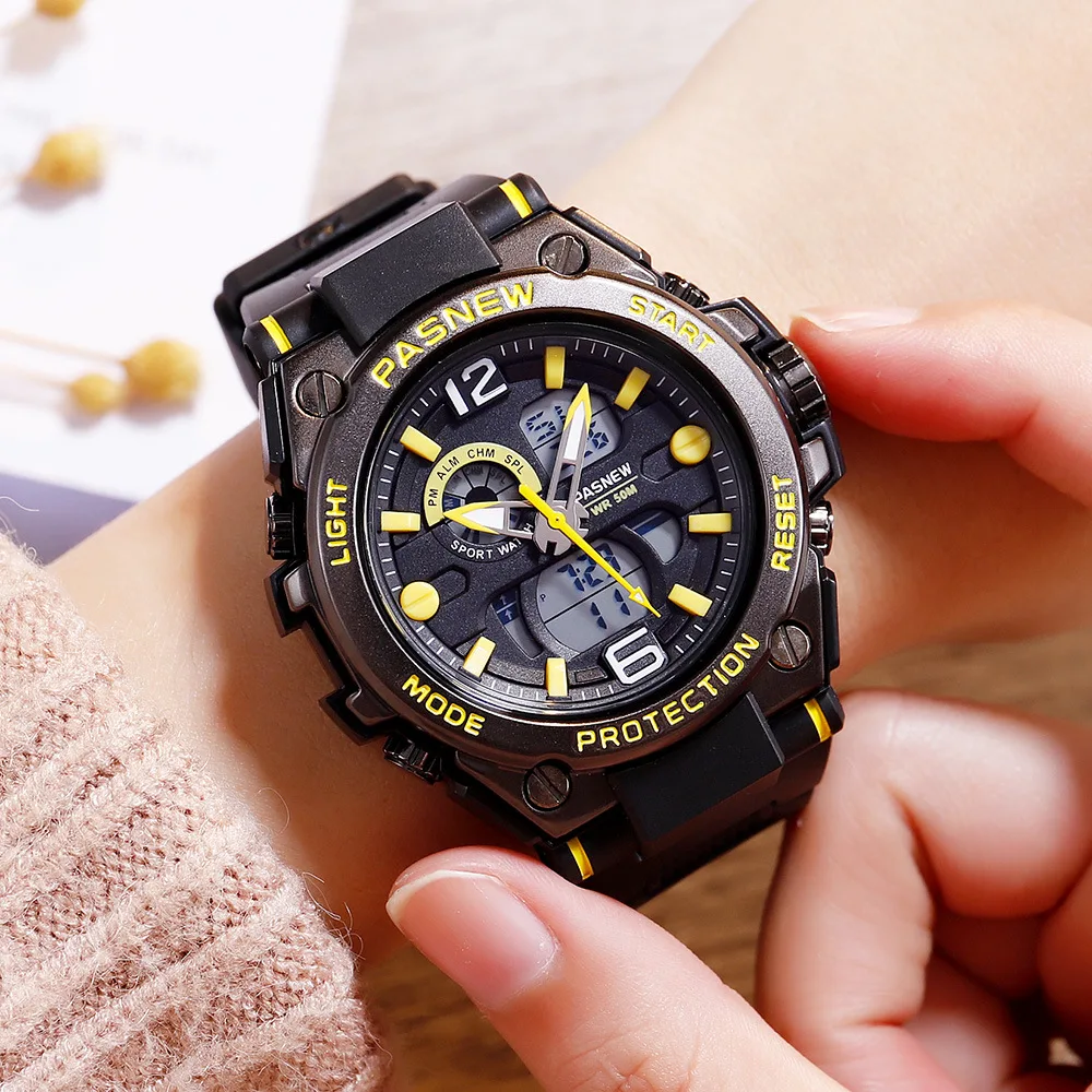 

Pasnew Multi-functional Double Inserts Electronic Watch Students Waterproof Sports Watch Fashion Watch