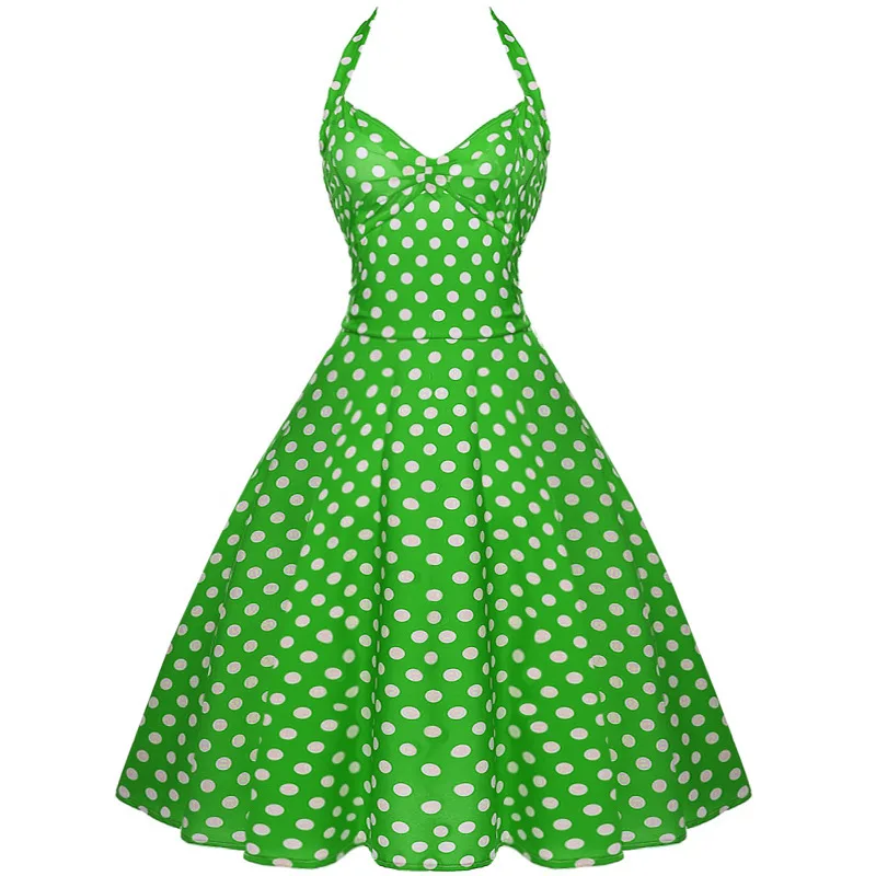

2018 Summer New Style Polka Dot Tutu Europe And America Halter Slim Fit Big Hemline Dress