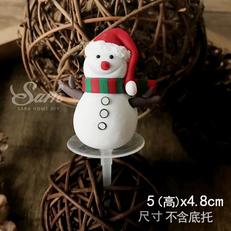 Санта Клаус бумажный Топпер на торт из глины снеговик украшения Железный Xmax дерево Merry Рождество Вечеринка десерт принадлежности выпечки Любовь Подарки - Цвет: Scarf snowman