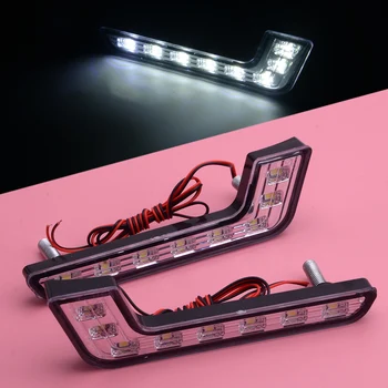 

Universal 1Pair 12V L Shape 8LED Daytime Running Light DRL Fog Driving Daylight Head Lamp White