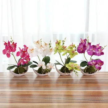 

Artificial Creative Phalaenopsis Pot Household Decoration Table Decoration Concise Window Decorative Flowers Set For Home