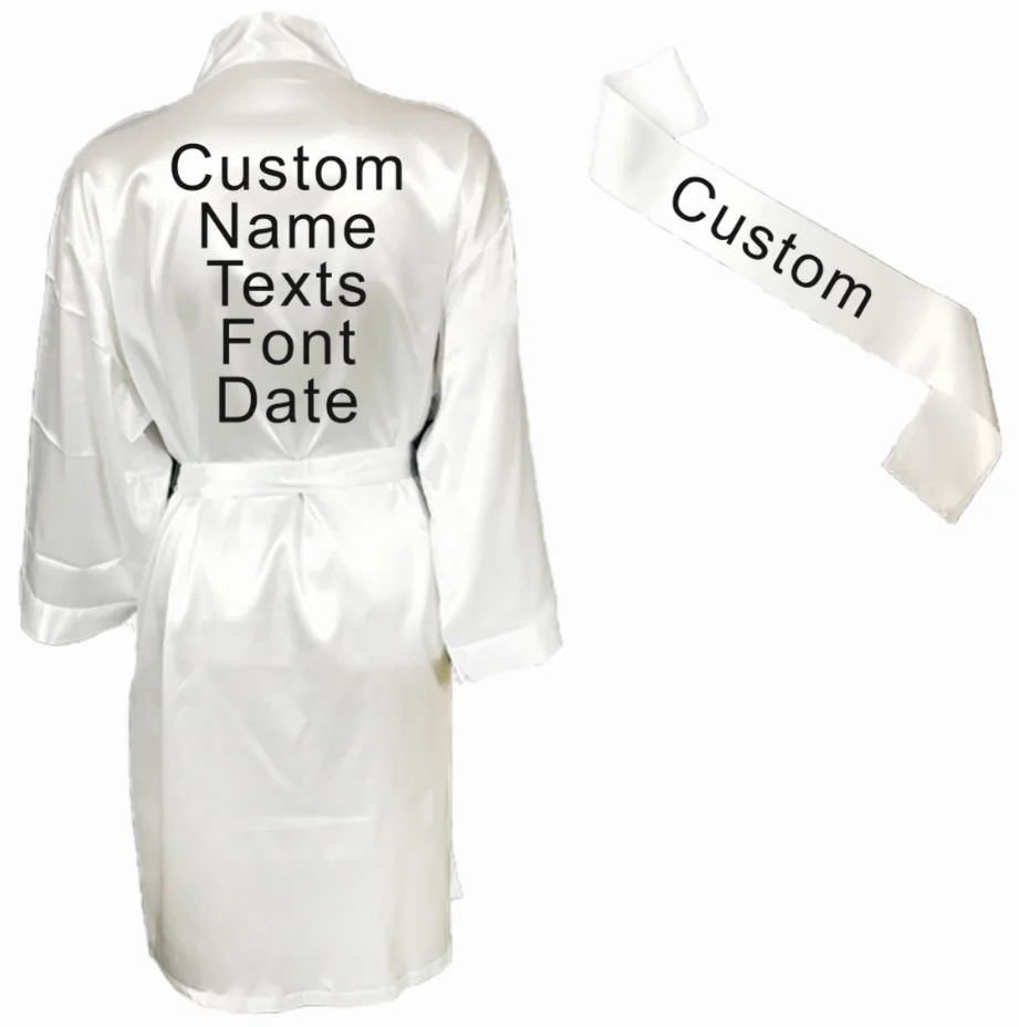 custom robe sash PARARTDIY комплект из 3 предметов для невесты; атласный короткий халат; тапочки для невесты; пеньюар для невесты; femme; вечерние туфли для невесты; коллекция года; подарки для невесты - Цвет: custom robe sash