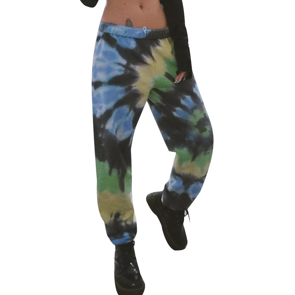 2020 New Fashion Butterfly Printing Tie-dyed Casual Pants Loose Pin-foot Sweat Pant Joggers Women Trouser