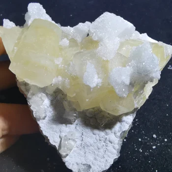 

255.6g natural rare hexagonal columnar calcite crystal quartz symbiotic energy healing stone decorative mineral specimen