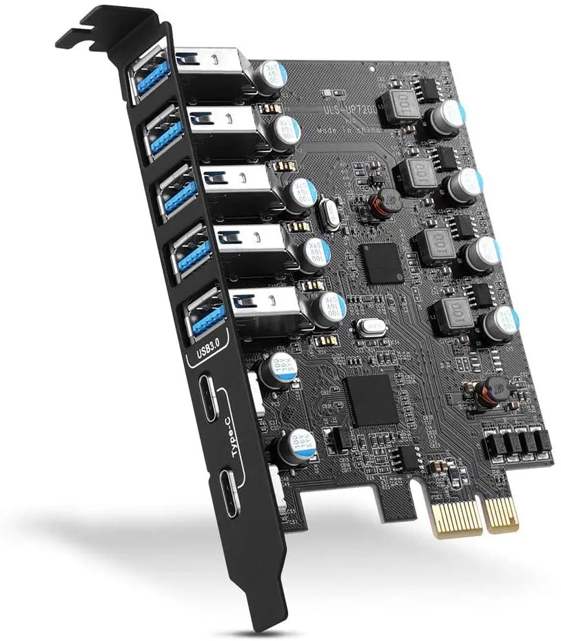 Tarjeta USB3.0 ULS PCI-e, 7 puertos tipo C (2) TypeA (5) FL1100 con Chip, sin Cables de alimentación adicionales para ordenador de escritorio
