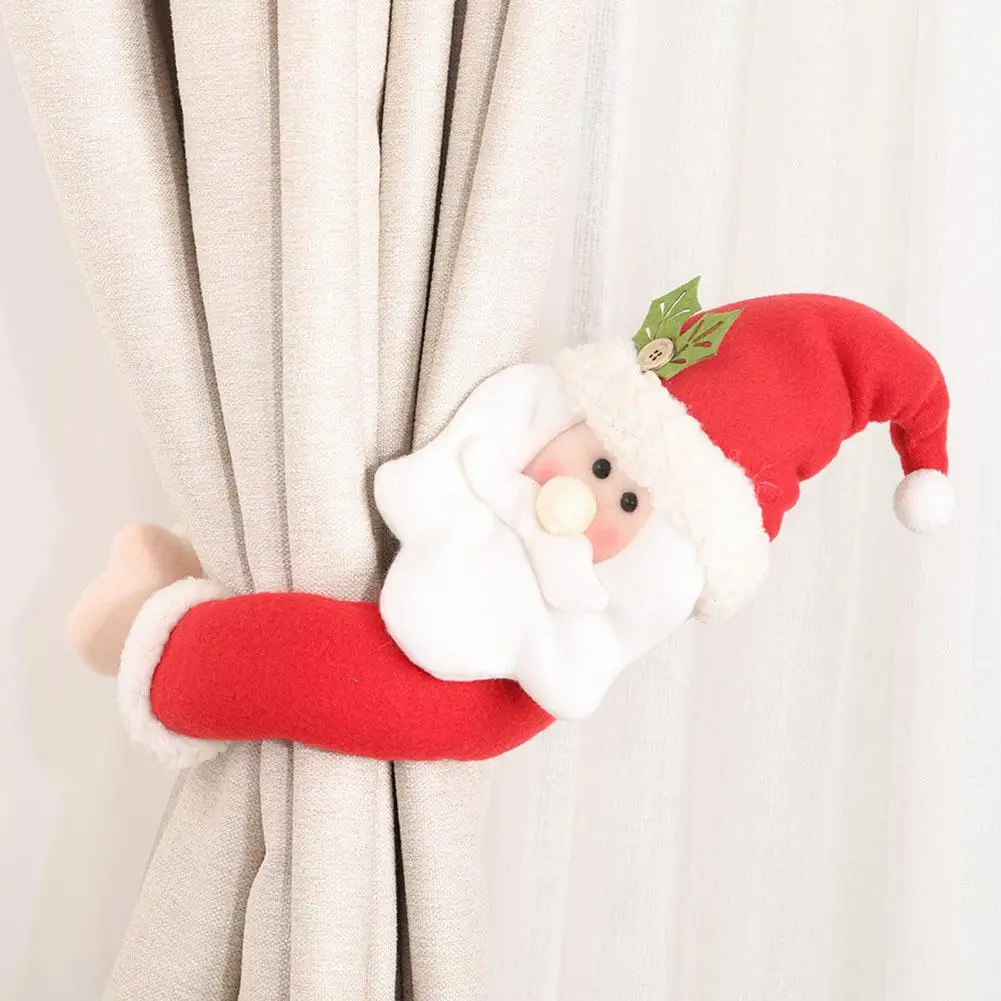 

GloryStar Christmas Decoration Supplies Small Curtain Buckle Cartoon Santa Claus Snowman Elk Curtain Decoration