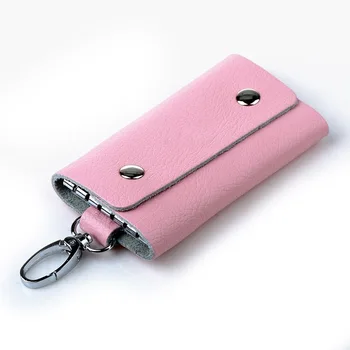 

Candy Colors Cowhide Key Case Leather Key Case Unisex Leather Keychain Car Key Case Key Wallet
