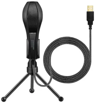 

Recording Computer Broadcast USB Wired Condenser Microphone Singing Online Chatting Studio Tripod Stand For PC Laptop Black